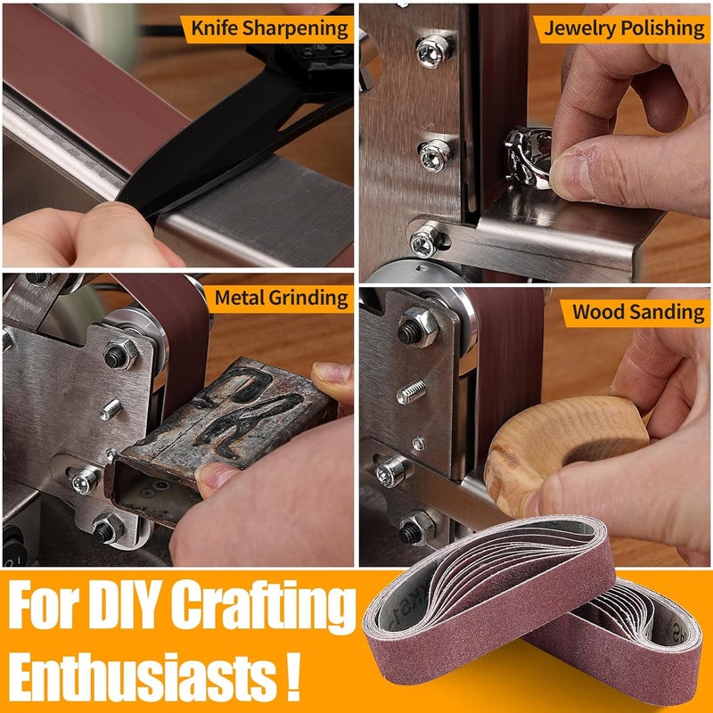 Junchamp 20Pcs 1.2" x 13" Replacement Knife Sharpener Sanding Belt, 120/320/600/800/1000 Grit Aluminum Oxide Sanding Belt for Belt Sander Knife Sharpening Wood Metal Polishing - Image 5